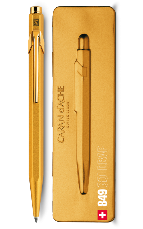 Caran d'Ache 849 Goldbar Ballpoint w/Tin Case