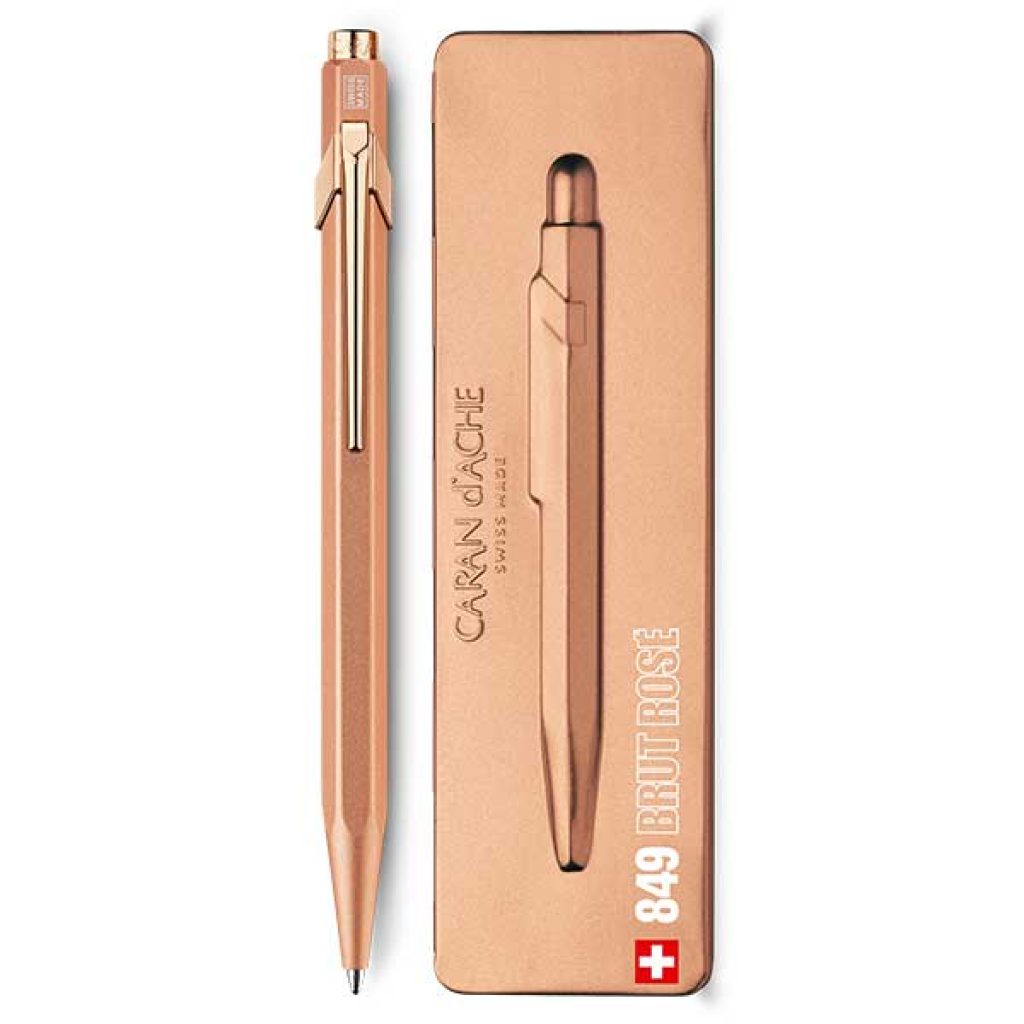 849 brut rose ballpoint pen with holder1600