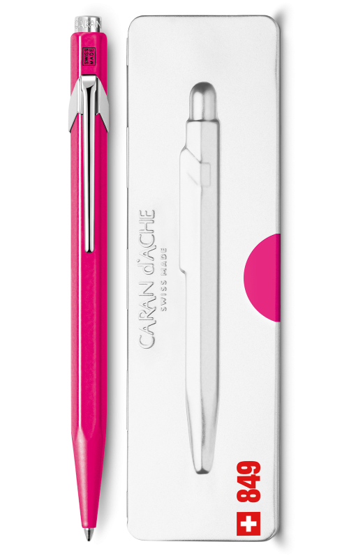 Caran d'Ache 849 Pink Ballpoint w/Tin Case