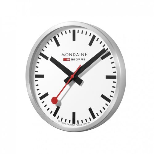 Mondaine Wall Clock Silver Frame Large 40 cm