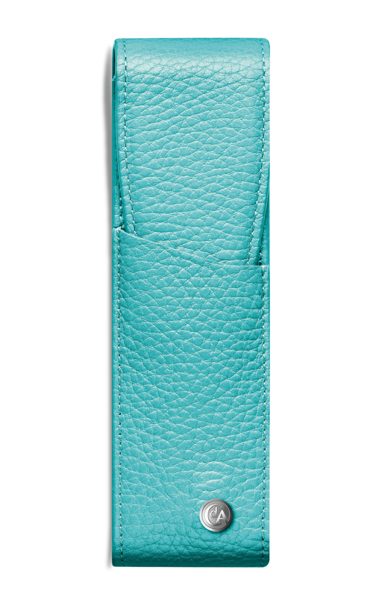 C3A9tui pour 2 stylos lC3A9man turquoise