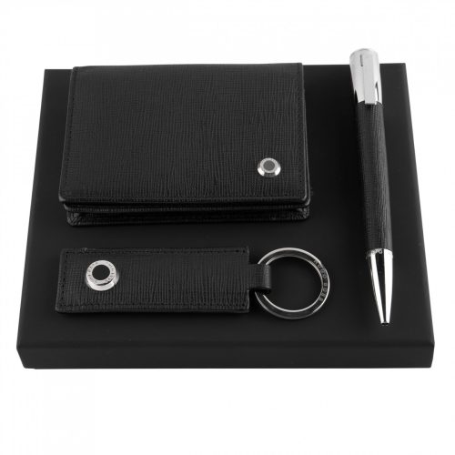 Hugo Boss Tradition Black Key Ring/Ballpoint Pen/Card Holder Set
