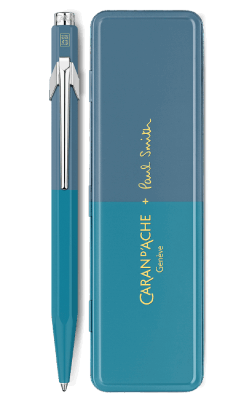 e stylo bille 849 paul smith cyan blue steel blue edition limitee caran d ache detail0 0