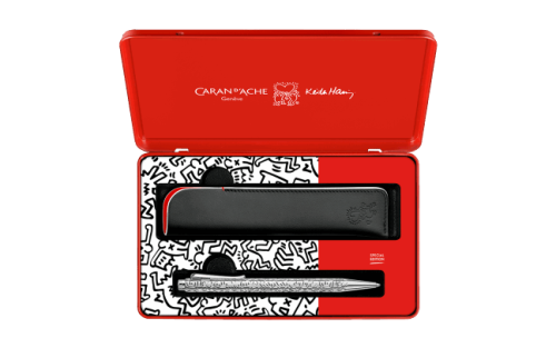 e set ecridor keith haring stylo bille etui en cuir edition speciale caran d ache detail2 0